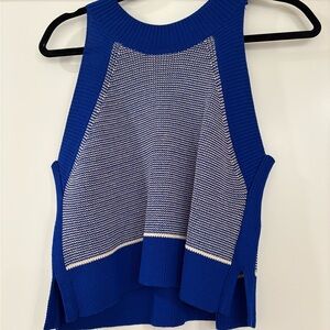 Wilfred Blue and White Knit Tank Top